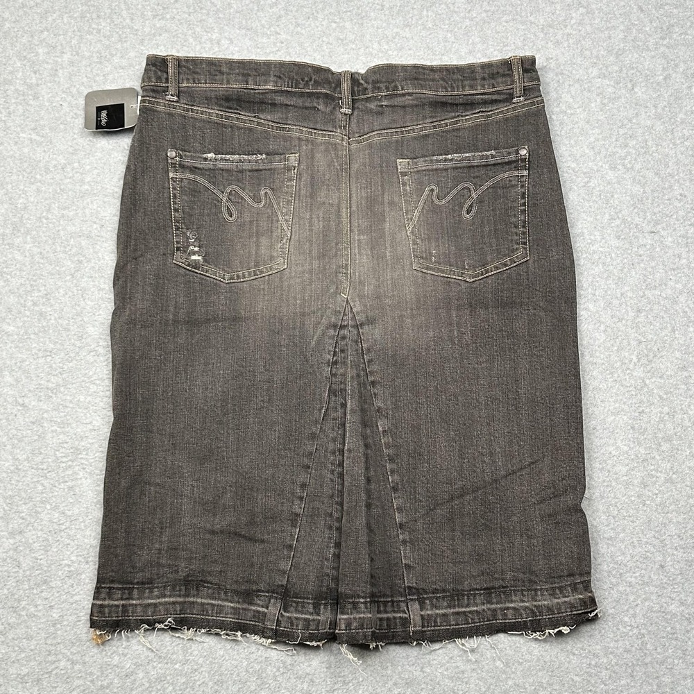 Mossimo Pencil Skirt Womens 14 Grey Denim‎ Low Rise Slim Modern Fit Raw Hem Y2K